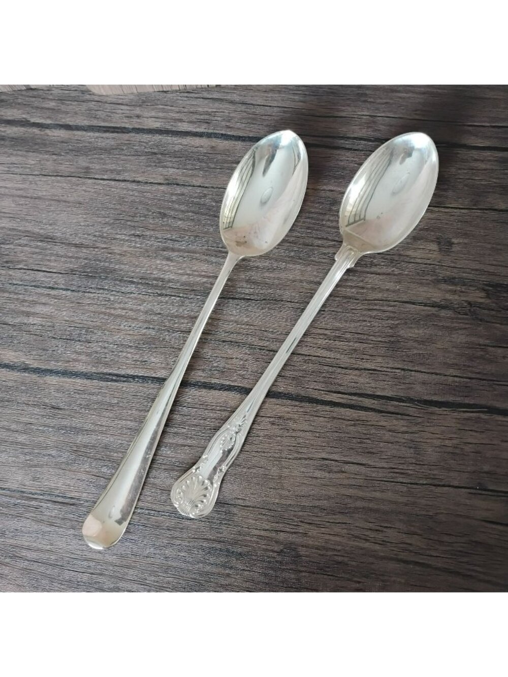 Vintage Silver Plate Serving Spoons Set Of Two Ornate Handle Italy 13.5"